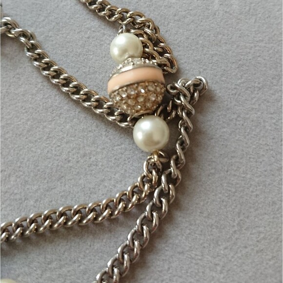 J. Crew faux pearl peach pave gold tone necklace - Picture 4 of 9